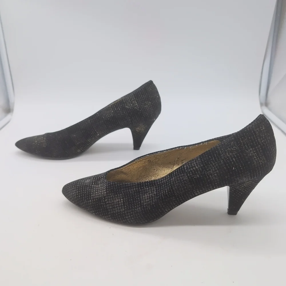 Vintage Nina Sz 10  Black Sparkle Women's Heels